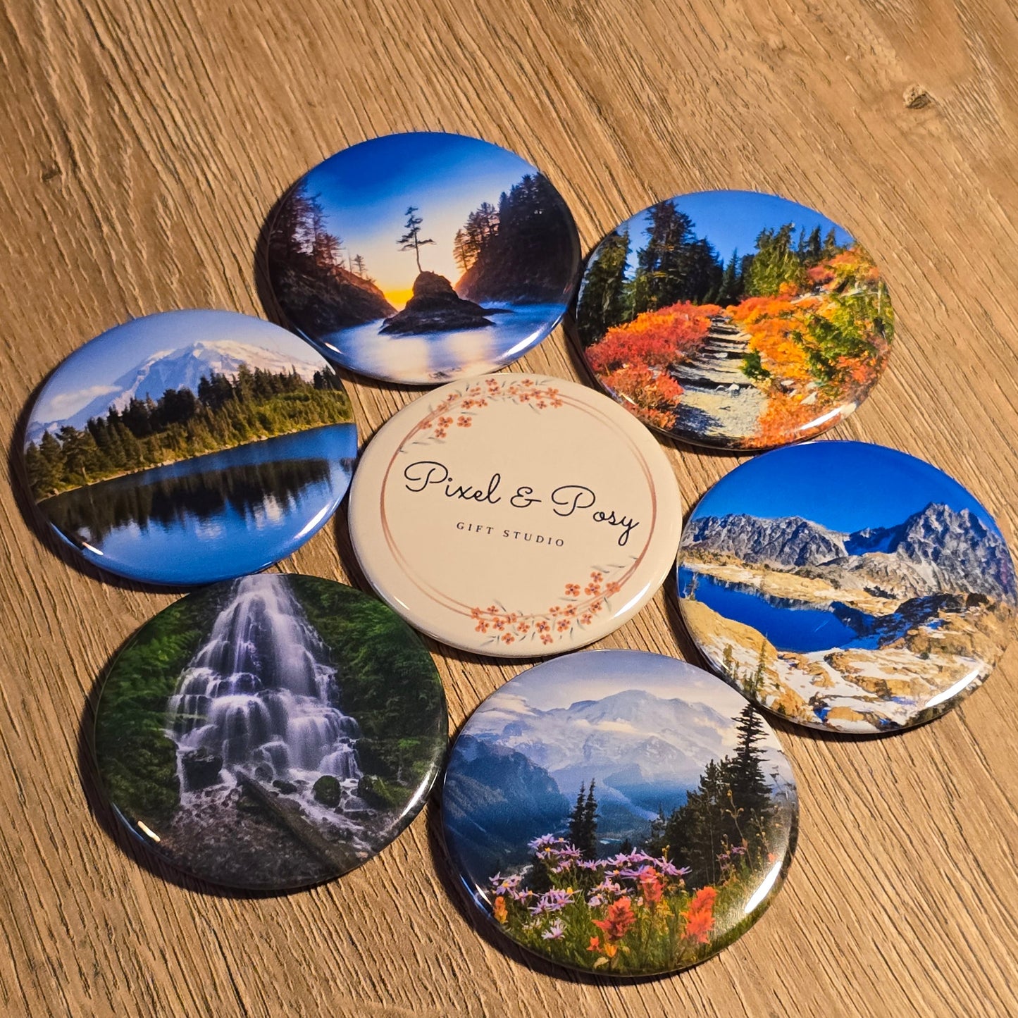 2.25" Round Magnets - WA State Theme (Set of 6)